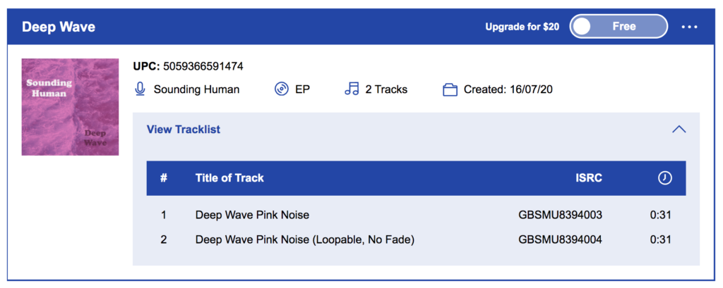 Figure 20. RouteNote Post-Distribution. In Review details